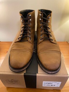 Thursday Boot Company Men's Burnt Copper Leather Captain Lace-Up Boots Size 11 W